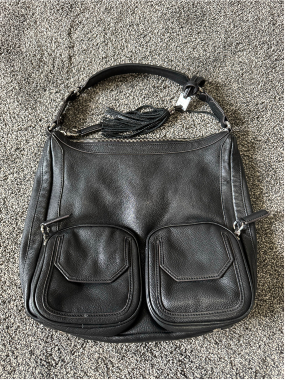 Women's Aimee Kestenberg Black Leather Hobo Bag With Tassel